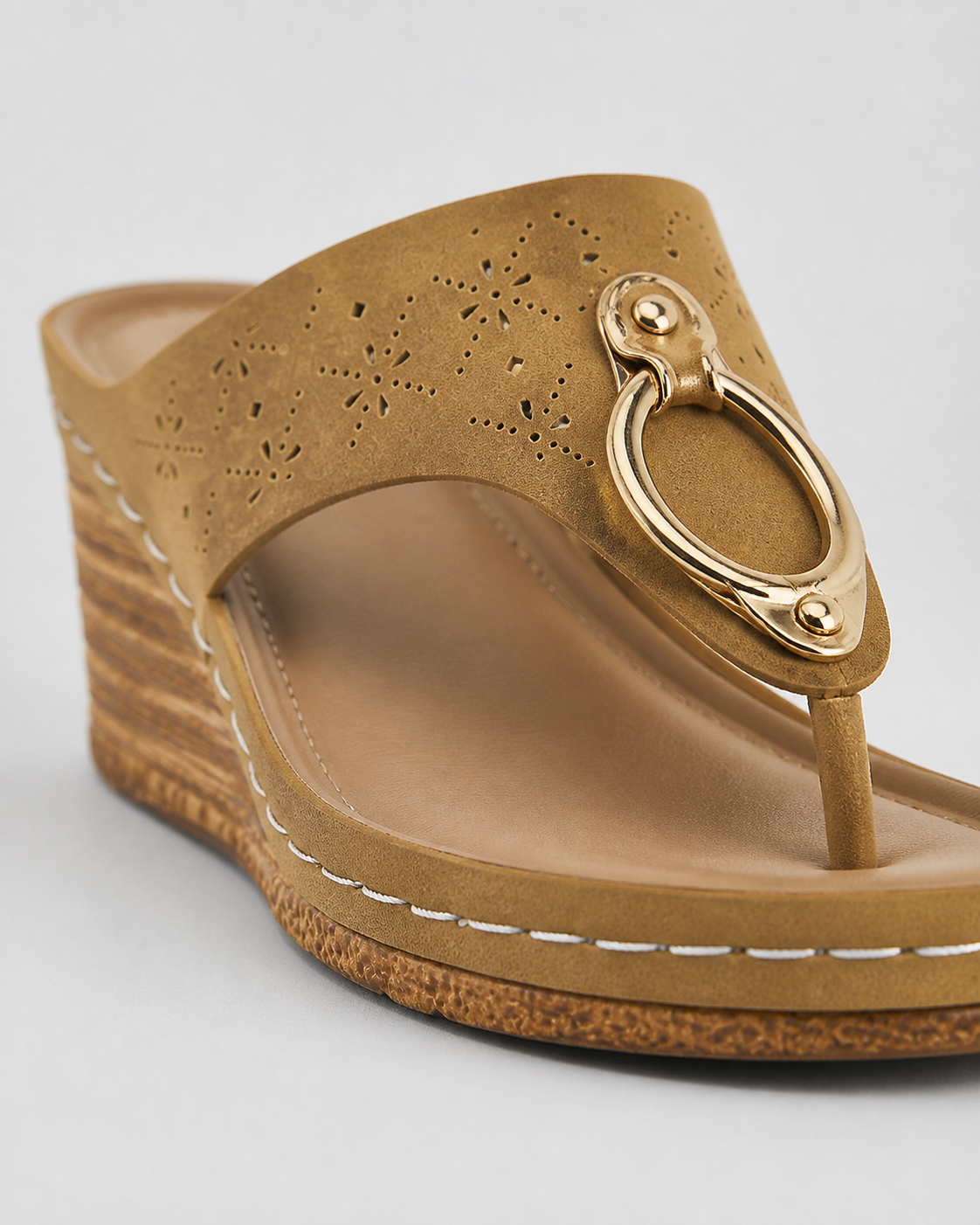 Bianca Toe-Loop Flat Sandals | Women's Embellished Comfort Sandals — Yellow — macro