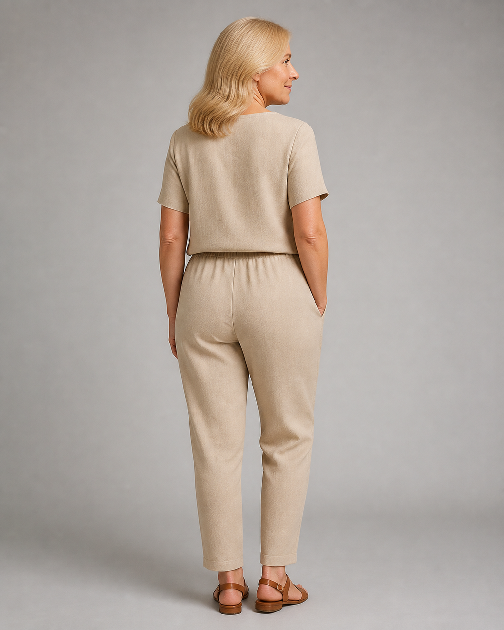 Marilyn Waistcoat & Trouser Set | Women's Two-Piece Co-Ord — Khaki — back