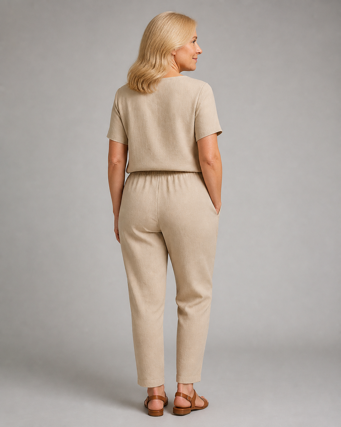Marilyn Waistcoat & Trouser Set | Women's Two-Piece Co-Ord — Khaki — back