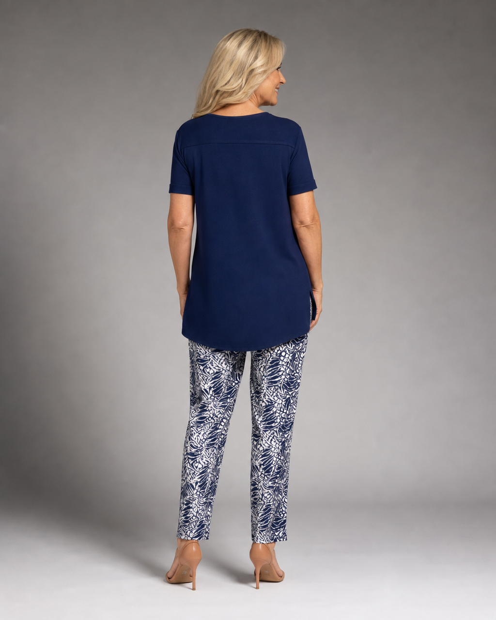 Afton Top & Trouser Set | Women's Relaxed Two-Piece — Navy Blue — back