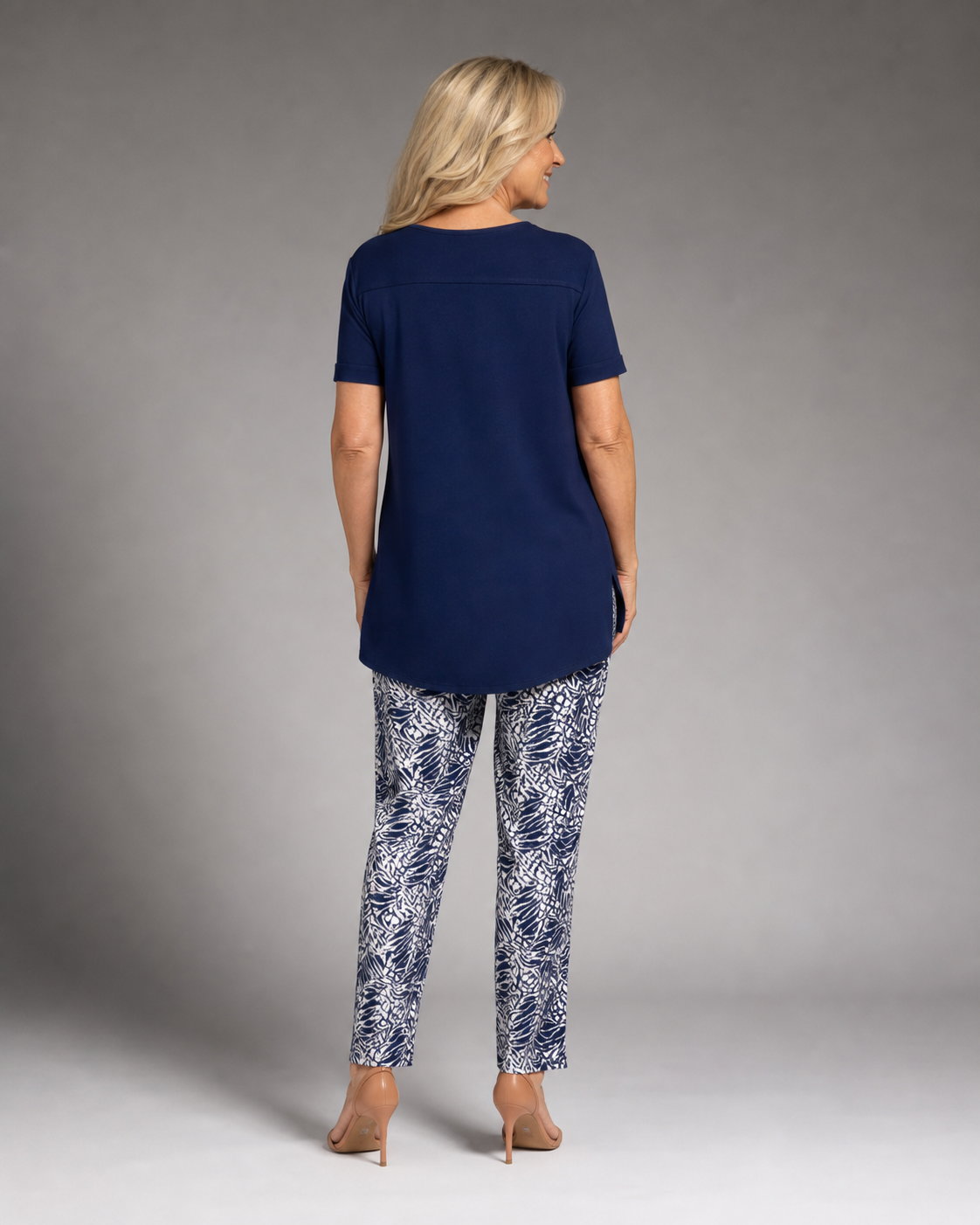 Afton Top & Trouser Set | Women's Relaxed Two-Piece — Navy Blue — back