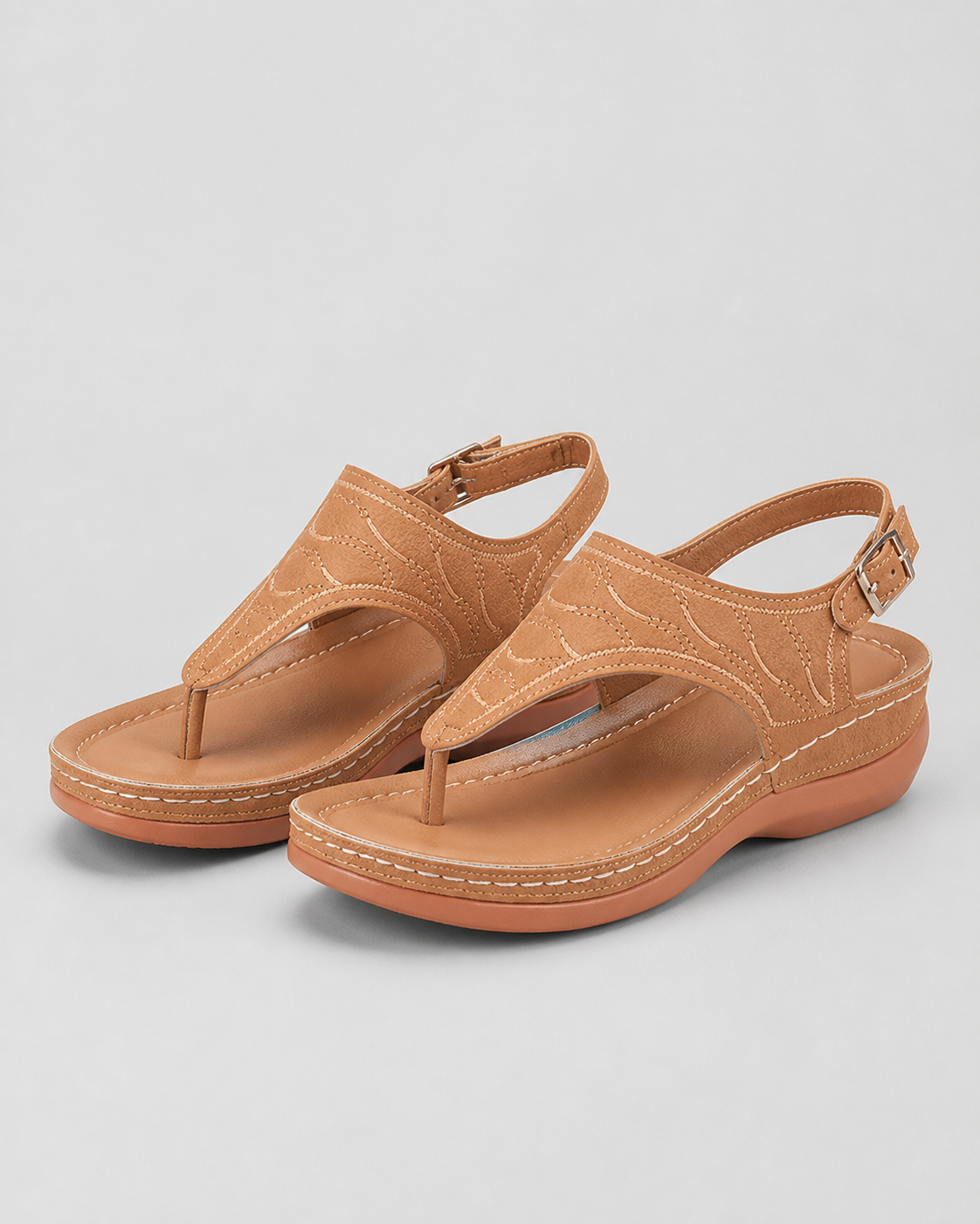 Alessia Cushioned Thong Sandals | Women's Comfort Summer Sandals — Khaki — hero