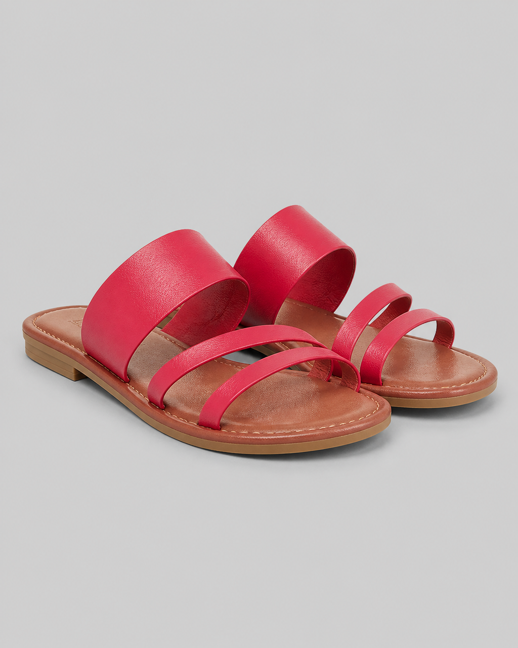 Grace Double-Strap Flat Sandals | Women's Slip-On Summer Sandals — Red — hero