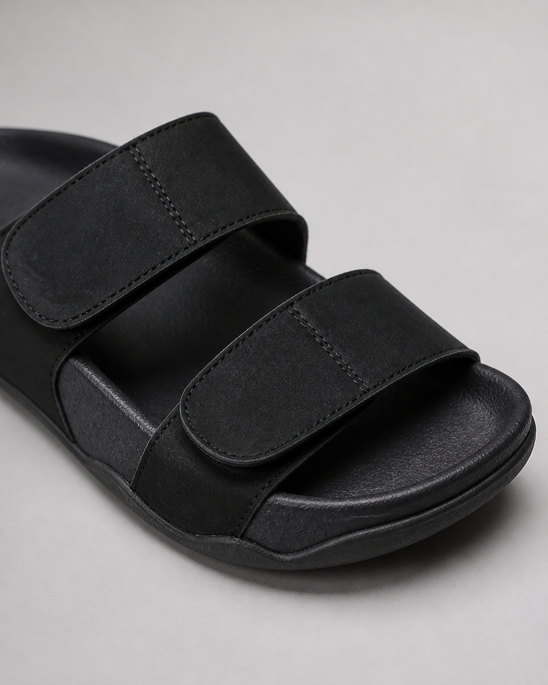 Phanni Wide-Band Comfort Sandals | Women's Slip-On Summer Sandals — Black — macro