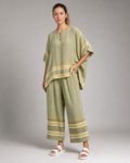 Abbey Striped Co-Ord | Women's Two-Piece Wide-Leg Set — Green — threequarter