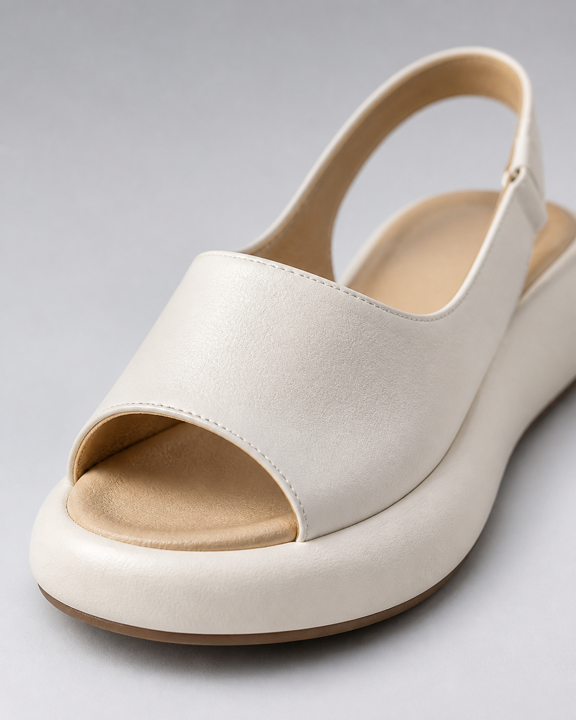 Darla Peep-Toe Slingback Sandals | Women's Flat Summer Sandals — White — macro