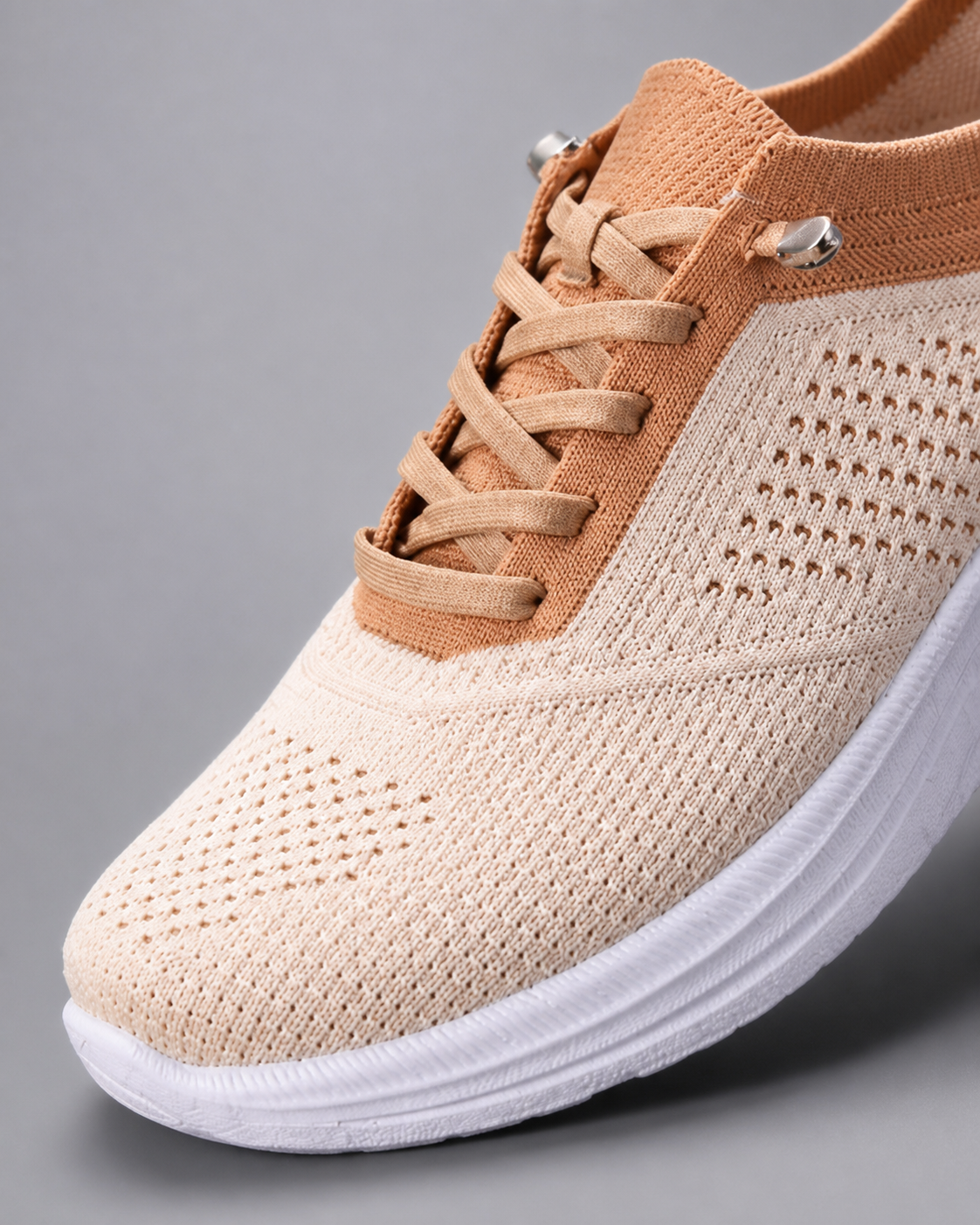 Velra Mesh Slip-On Sneakers | Women's Platform Walking Trainers — Beige — macro