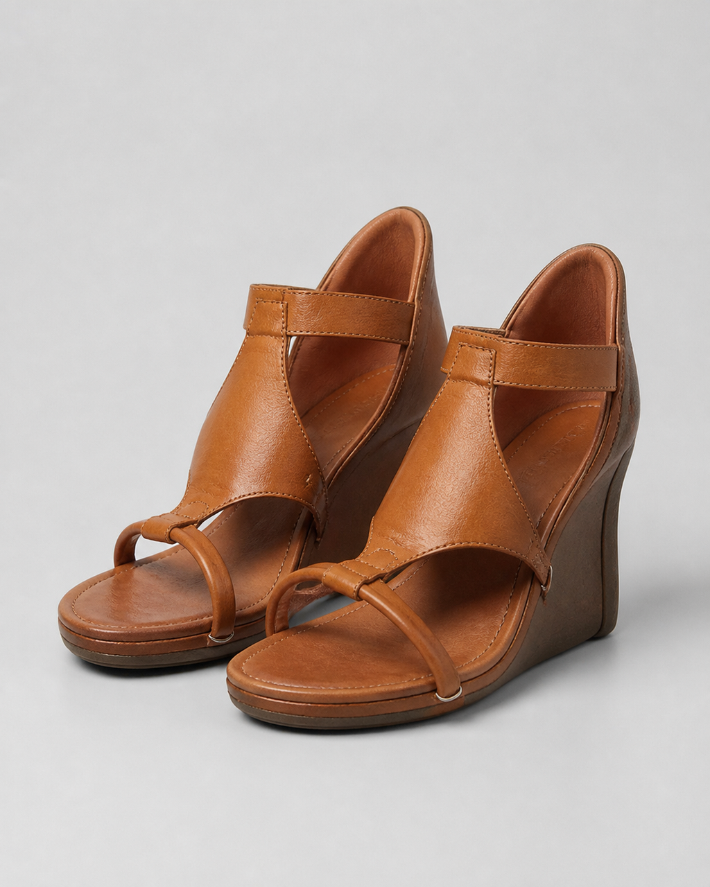 Talia T-Strap Wedge Sandals | Women's High Ankle-Strap Sandals — Brown — hero