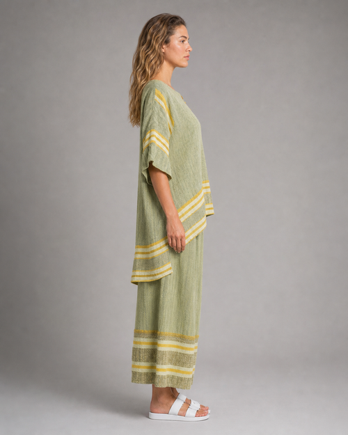 Abbey Striped Co-Ord | Women's Two-Piece Wide-Leg Set — Green — side