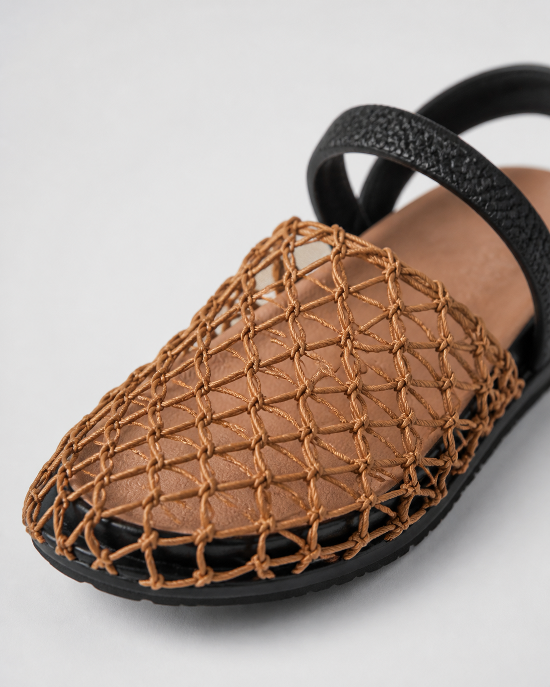 Summer Mesh Mule Sandals | Women's Woven Slip-On Sandals — Dark Brown — macro
