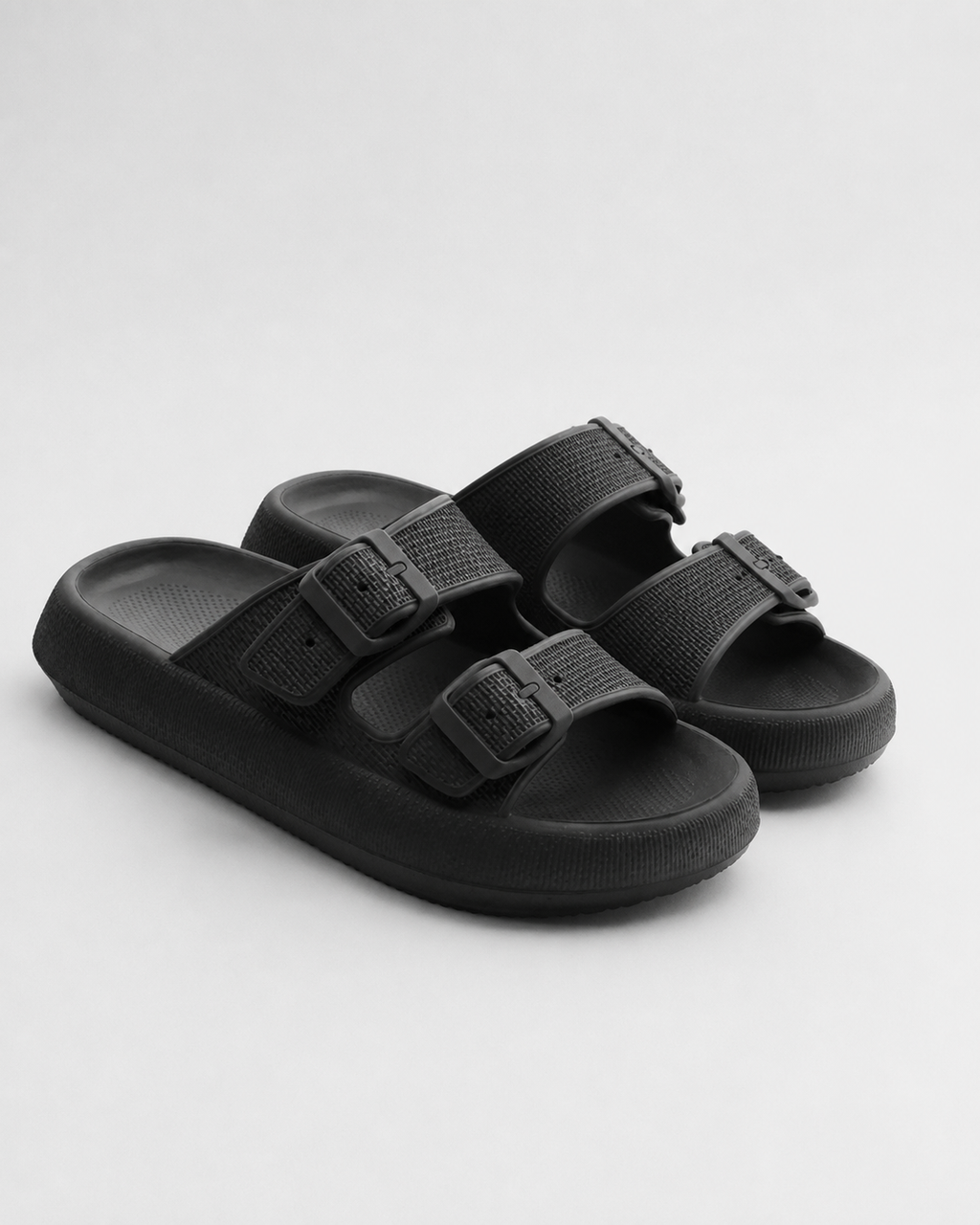 Calista Double-Strap Footbed Sandals | Women's Slip-On Sandals — Black — hero