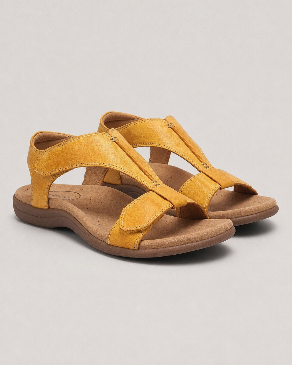 Fabiola Cushioned Comfort Sandals | Women's Cut-Out Summer Sandals — Yellow — hero