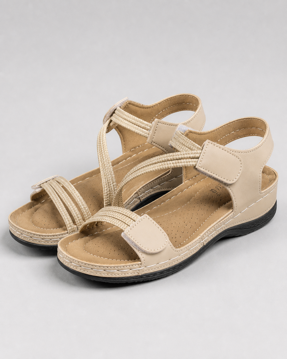 Felice Adjustable-Strap Sandals | Women's Cushioned Comfort Sandals — Khaki — hero