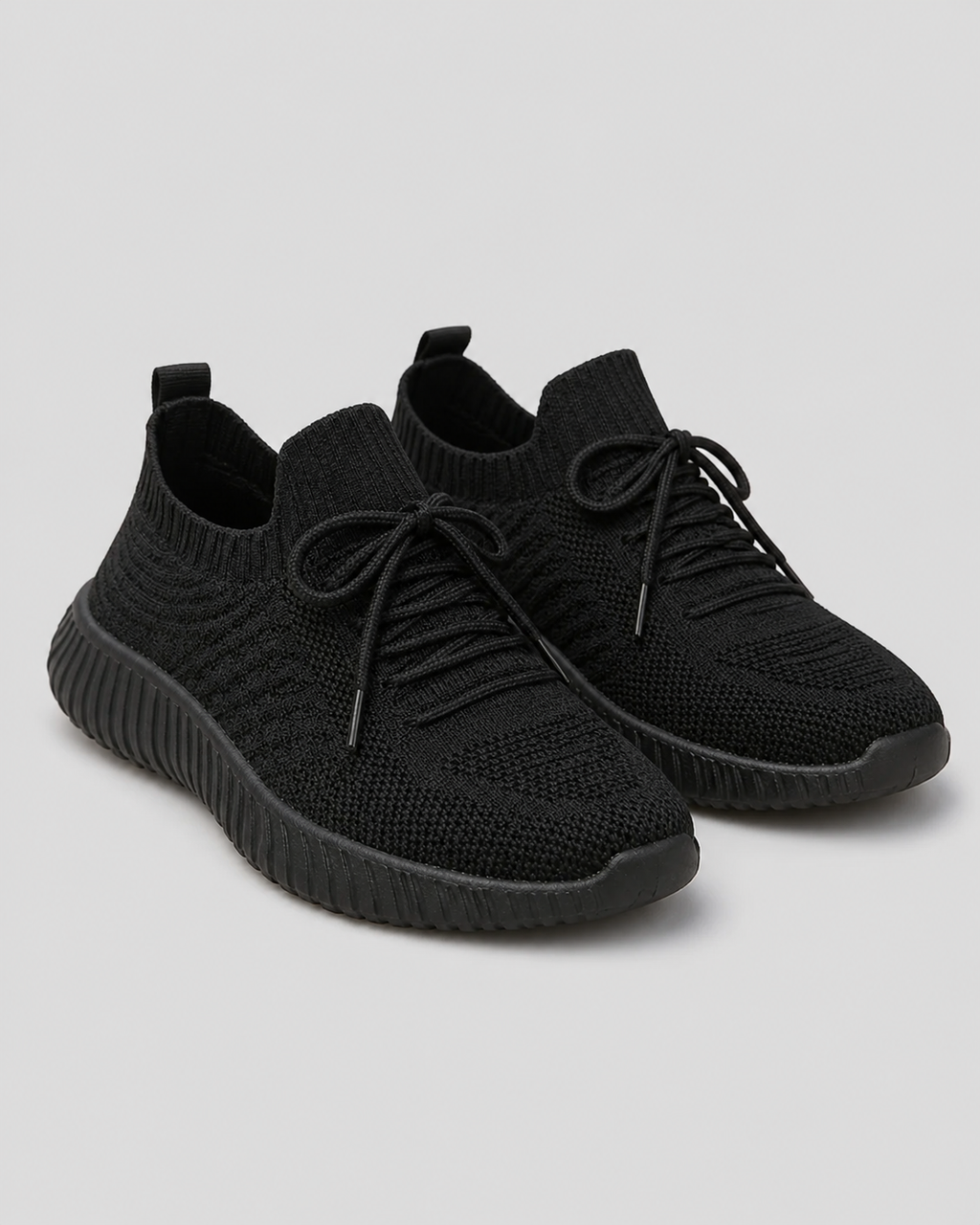 Kerry Knit Comfort Sneakers | Women's Lightweight Walking Trainers — Black — hero