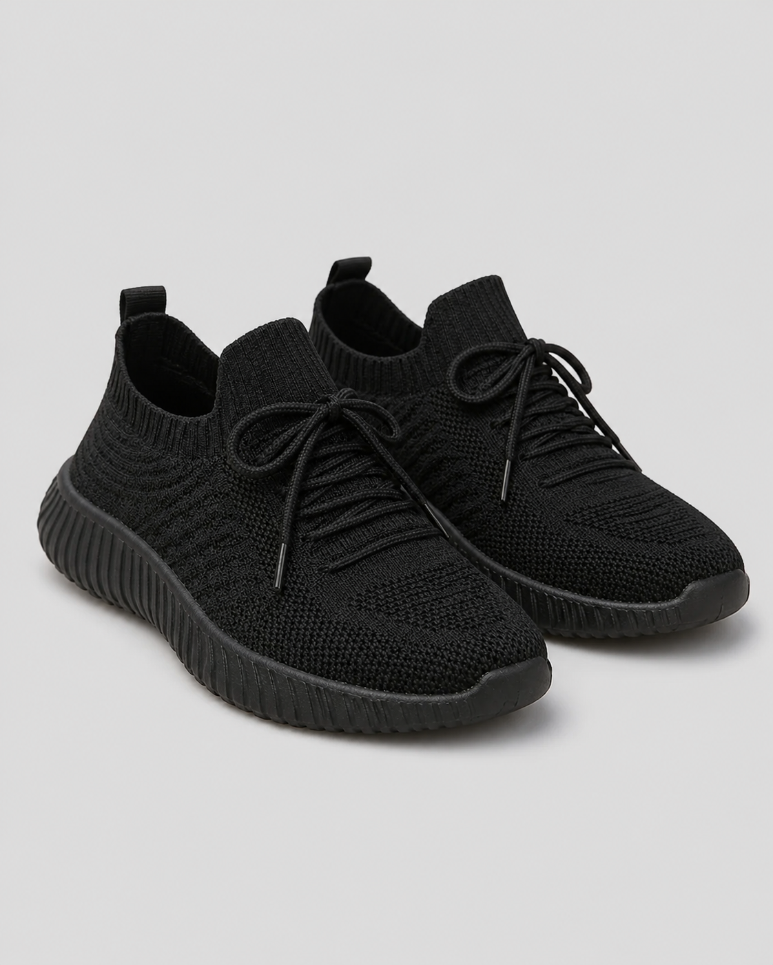 Kerry Knit Comfort Sneakers | Women's Lightweight Walking Trainers — Black — hero
