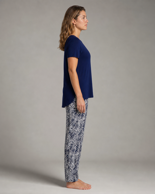 Afton Top & Trouser Set | Women's Relaxed Two-Piece — Navy Blue — side