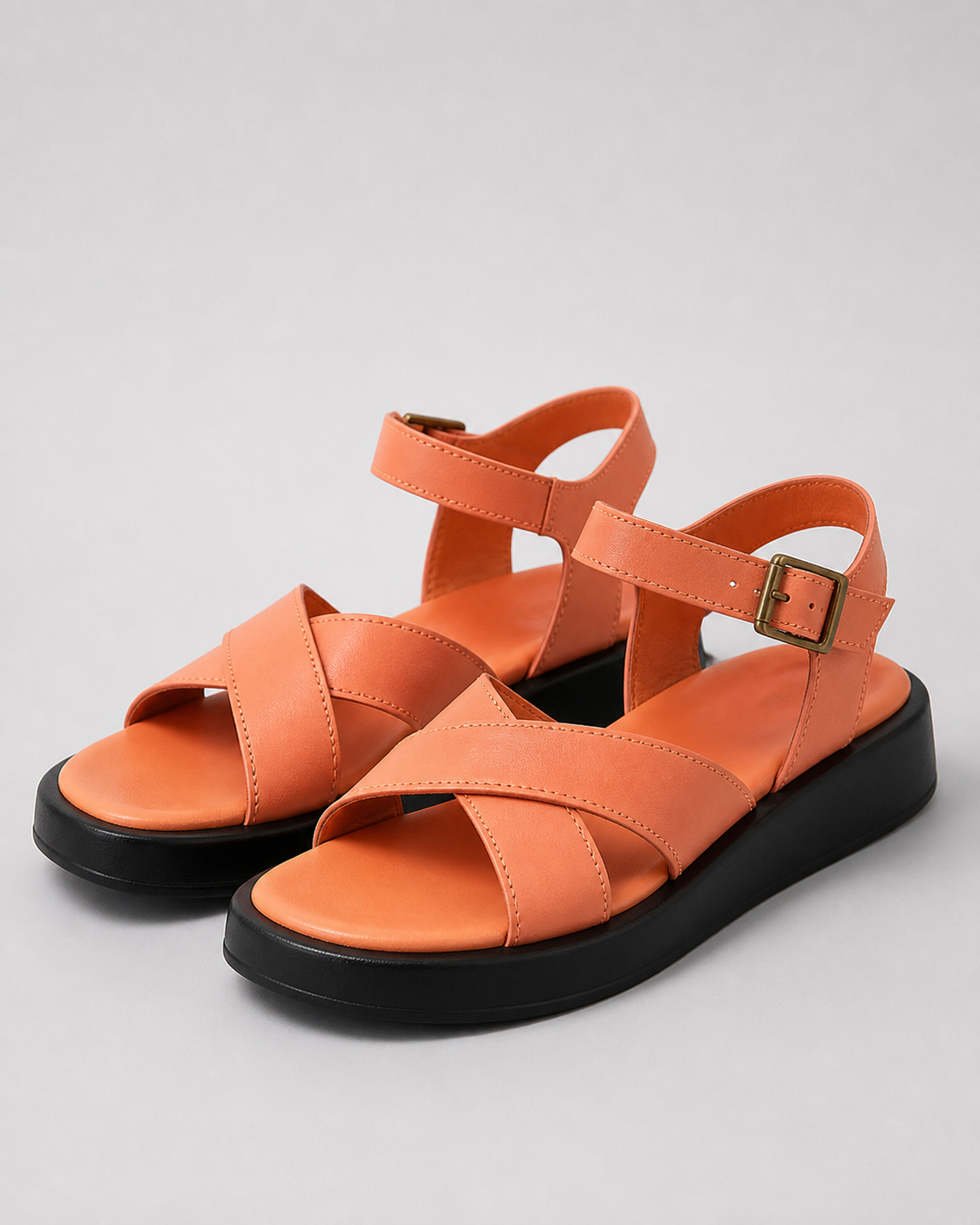 Paloma Criss-Cross Platform Sandals | Women's Ankle-Strap Sandals — Orange — hero