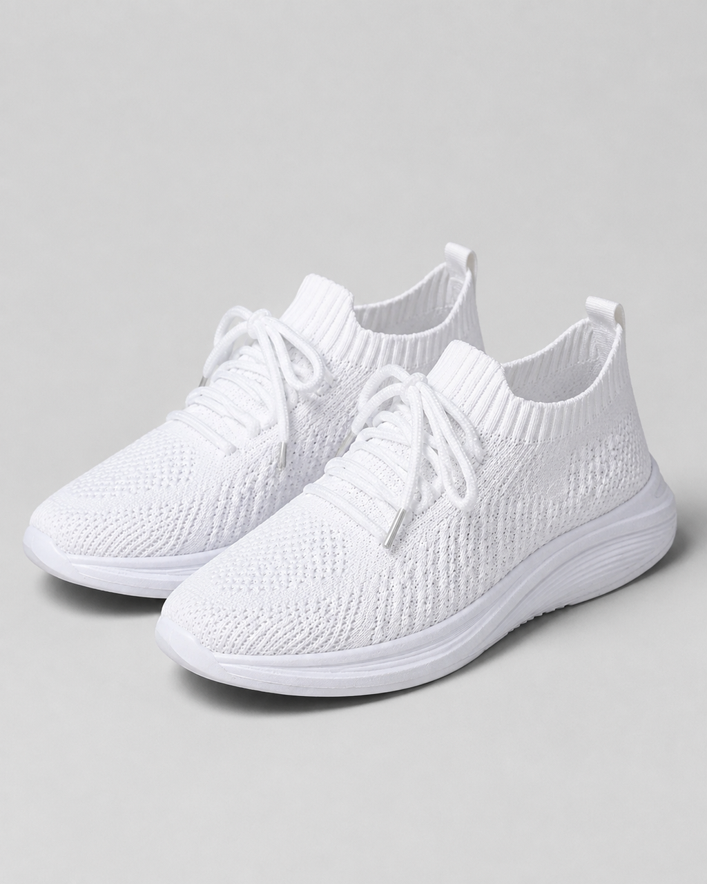 Kerry Knit Comfort Sneakers | Women's Lightweight Walking Trainers — White — hero