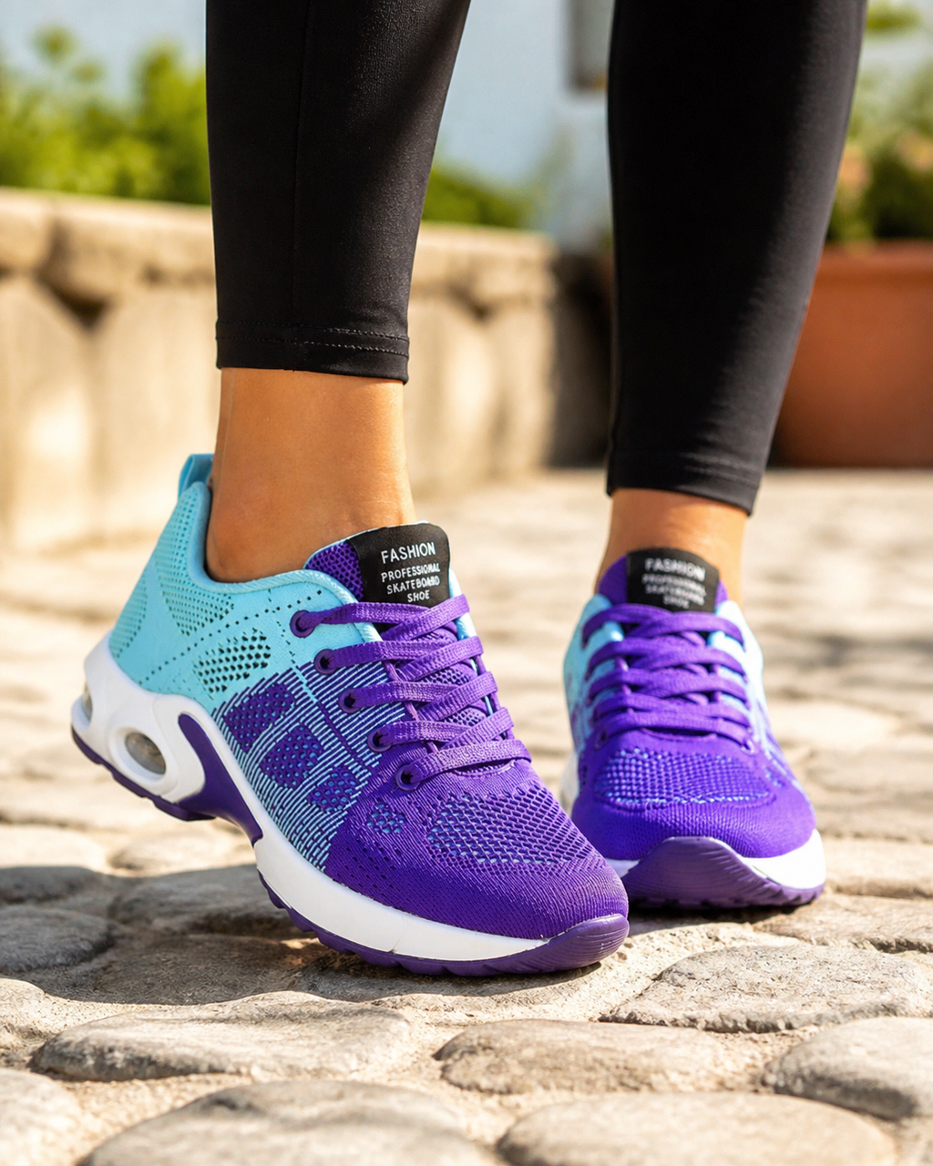 Acacia Air-Cushion Walking Sneakers | Women's Lightweight Trainers — Light Blue — onfoot