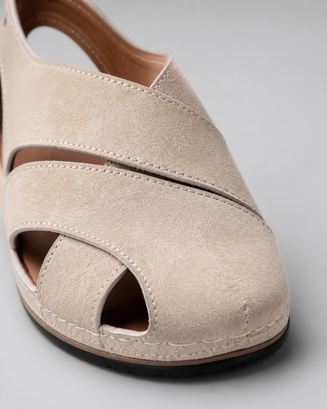 Ella Round-Toe Wedge Sandals | Women's Platform Slip-On Sandals — Khaki — macro