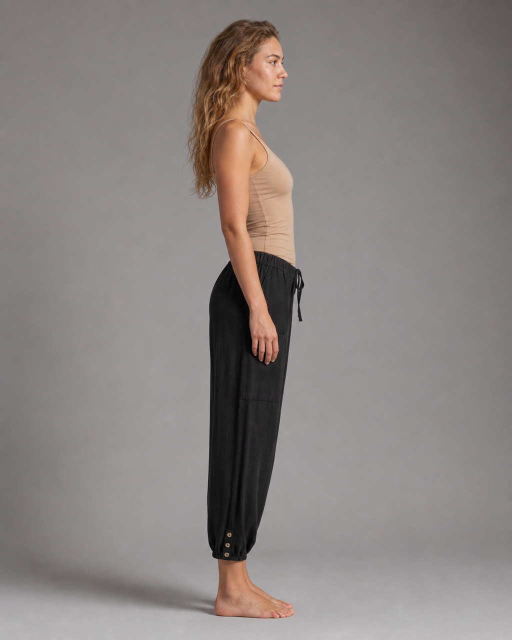 Lena High-Waist Straight Pants | Women's Relaxed Trousers — Black — side