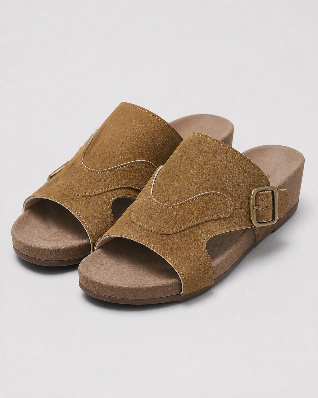 Lidiya Wide-Band Flat Sandals | Women's Slingback Comfort Sandals — Brown — hero