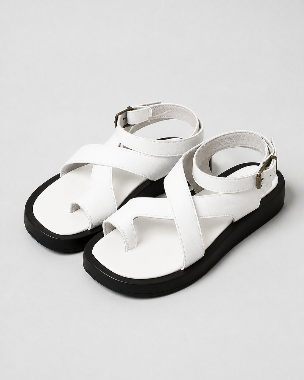 Paloma Criss-Cross Platform Sandals | Women's Ankle-Strap Sandals — White — hero