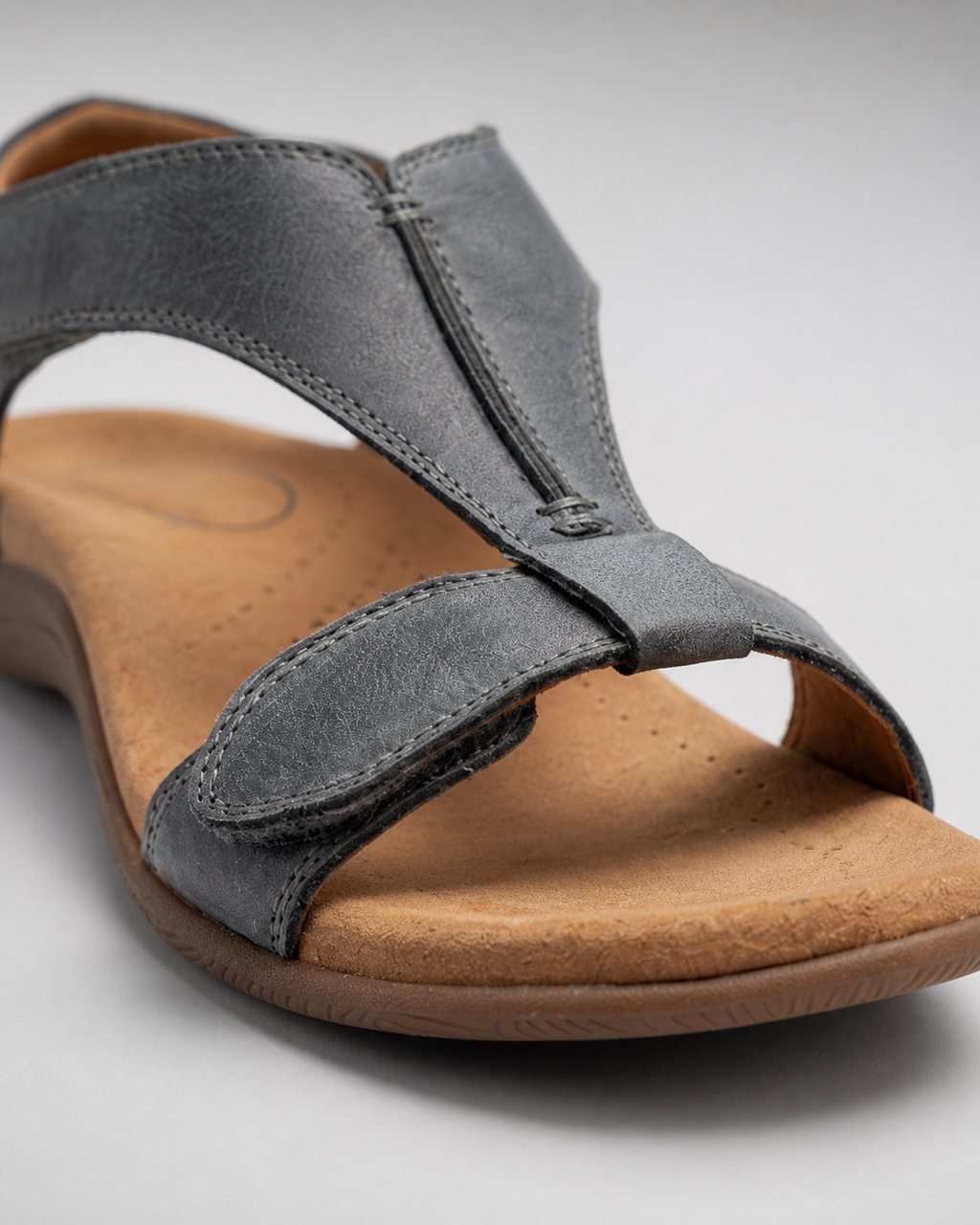 Fabiola Cushioned Comfort Sandals | Women's Cut-Out Summer Sandals — Gray — macro