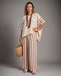 Jorja Striped Co-Ord | Women's Two-Piece Wide-Leg Set — White — threequarter