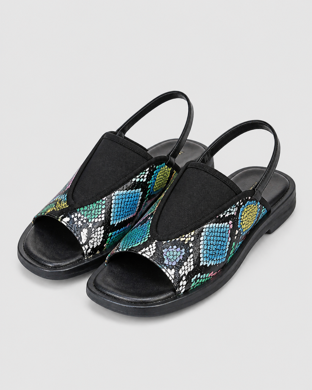 Zola Colourblock Slingback Sandals | Women's Square-Toe Flat Sandals — Multicolour — hero