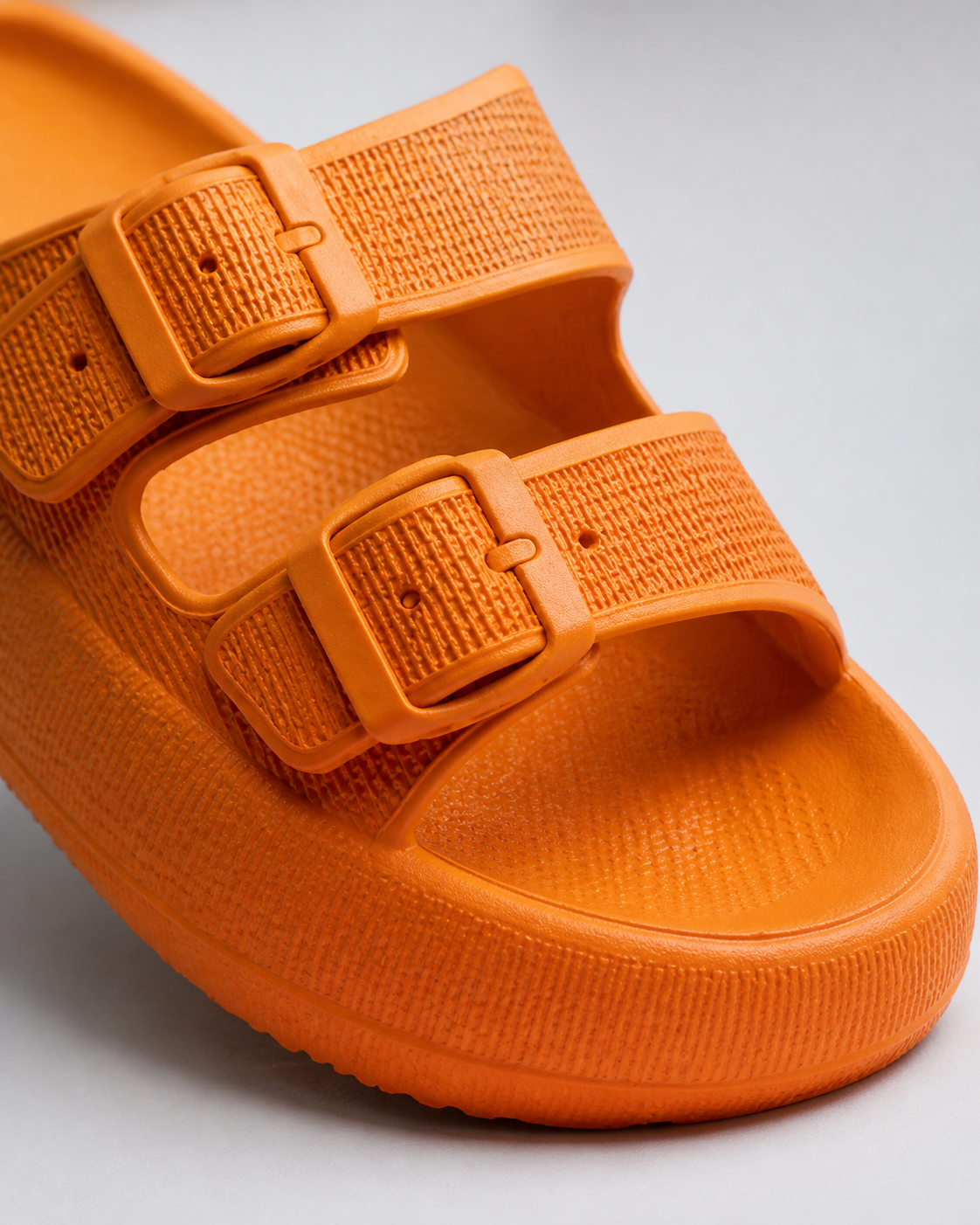 Calista Double-Strap Footbed Sandals | Women's Slip-On Sandals — Orange — macro