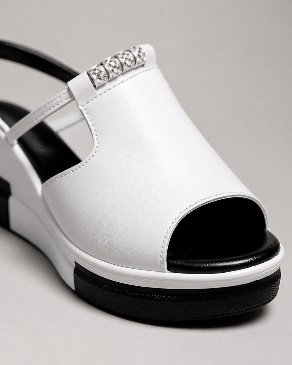 Morgana Cut-Out Platform Sandals | Women's Slingback Comfort Sandals — White — macro