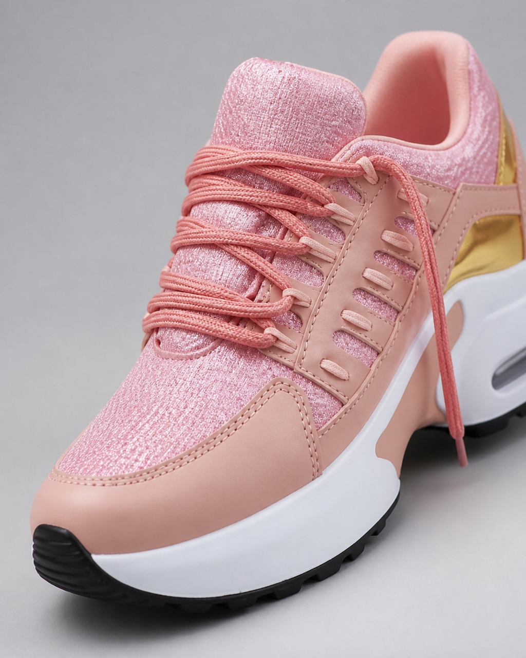 Thea Air-Cushion Platform Sneakers | Women's Running Trainers — Pink — macro