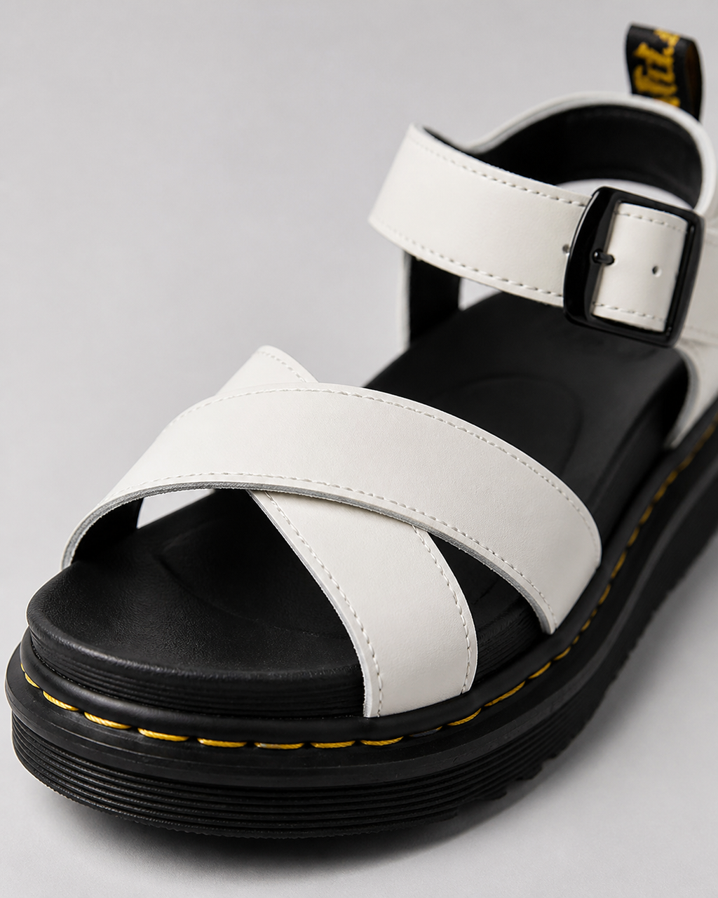 Bex Cross-Strap Flatform Sandals | Women's Sport Buckle Sandals — White — macro