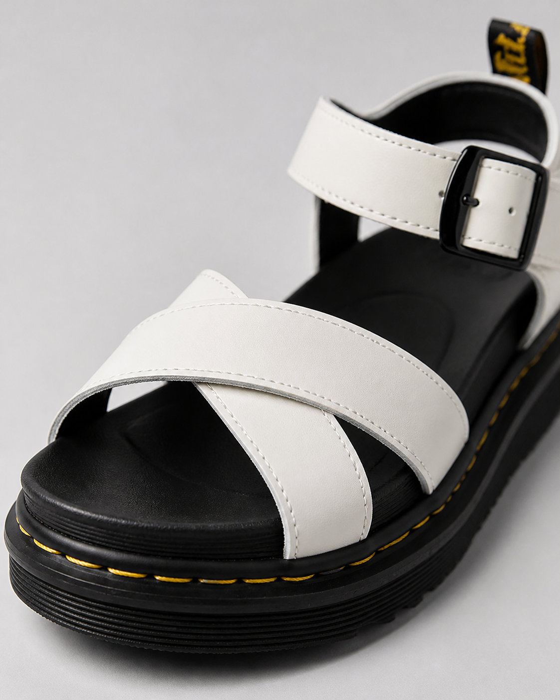 Bex Cross-Strap Flatform Sandals | Women's Sport Buckle Sandals — White — macro