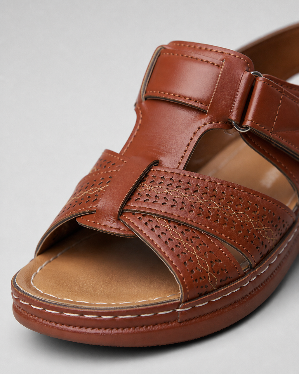 Aria Woven Wedge Sandals | Women's Cushioned Toe-Loop Sandals — Brown — macro