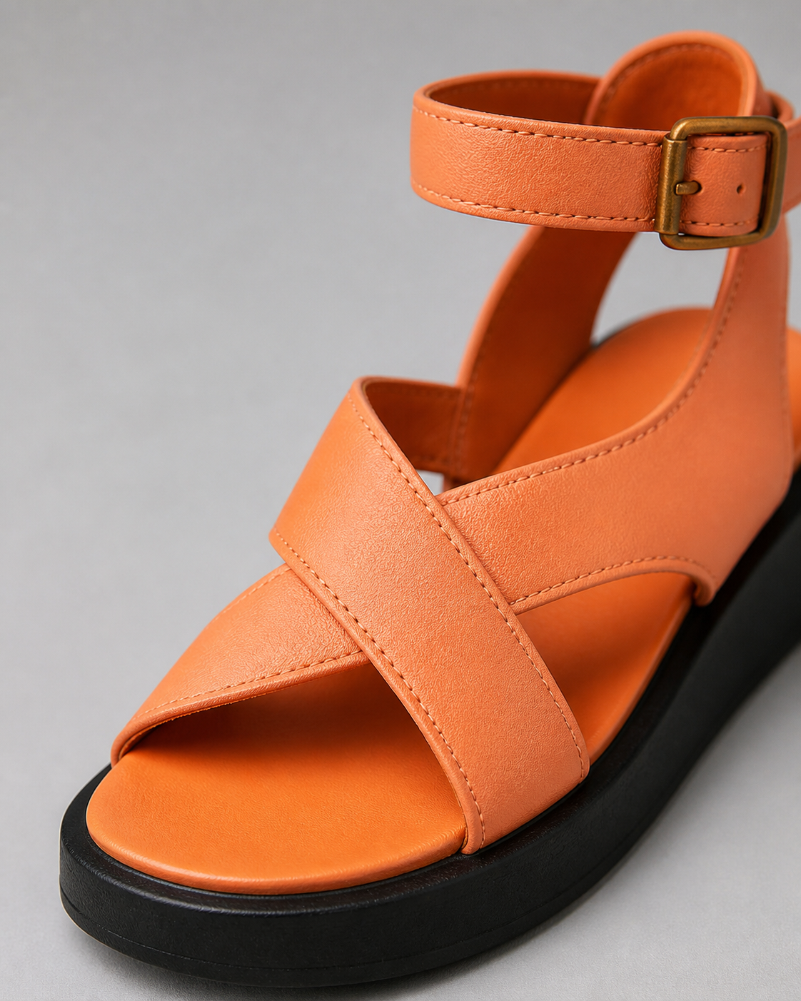 Paloma Criss-Cross Platform Sandals | Women's Ankle-Strap Sandals — Orange — macro