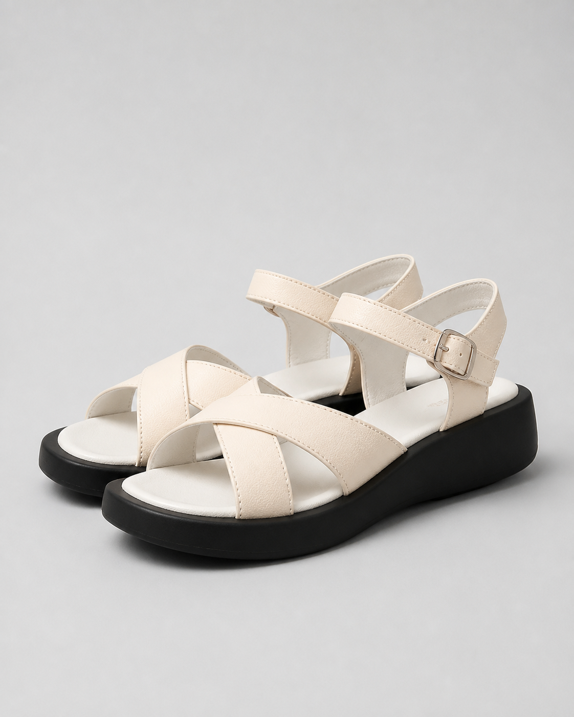 Paloma Criss-Cross Platform Sandals | Women's Ankle-Strap Sandals — Beige — hero