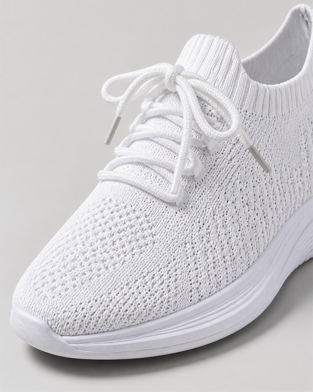 Kerry Knit Comfort Sneakers | Women's Lightweight Walking Trainers — White — macro