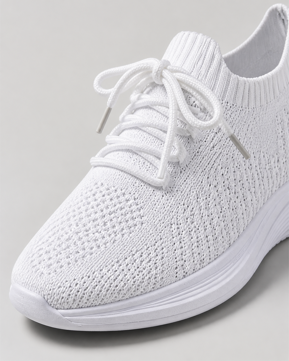 Kerry Knit Comfort Sneakers | Women's Lightweight Walking Trainers — White — macro