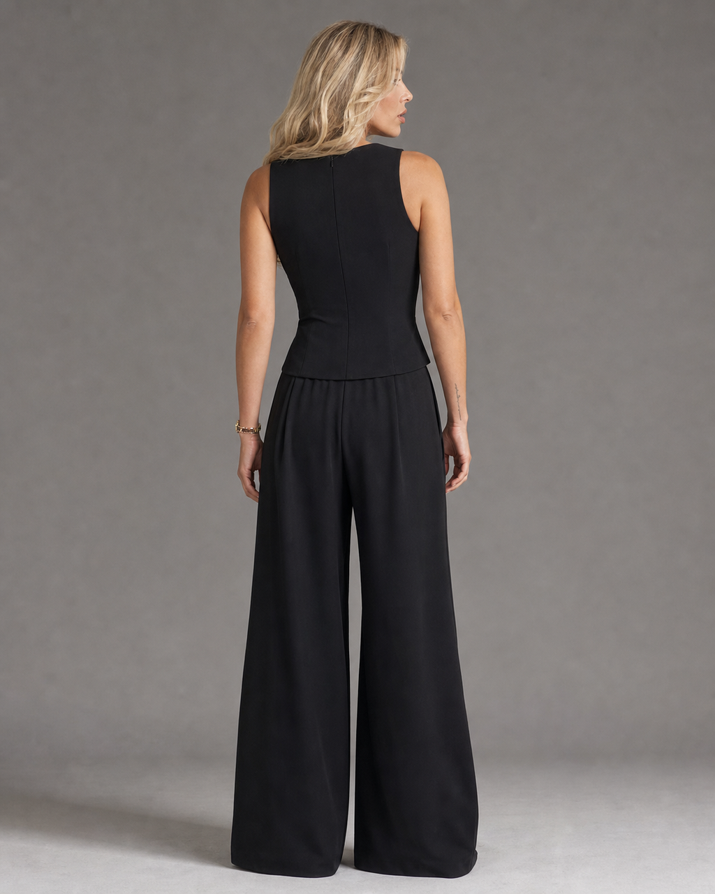 Maribel Co-Ord Set | Women's Two-Piece Trouser Co-Ord — Black — back