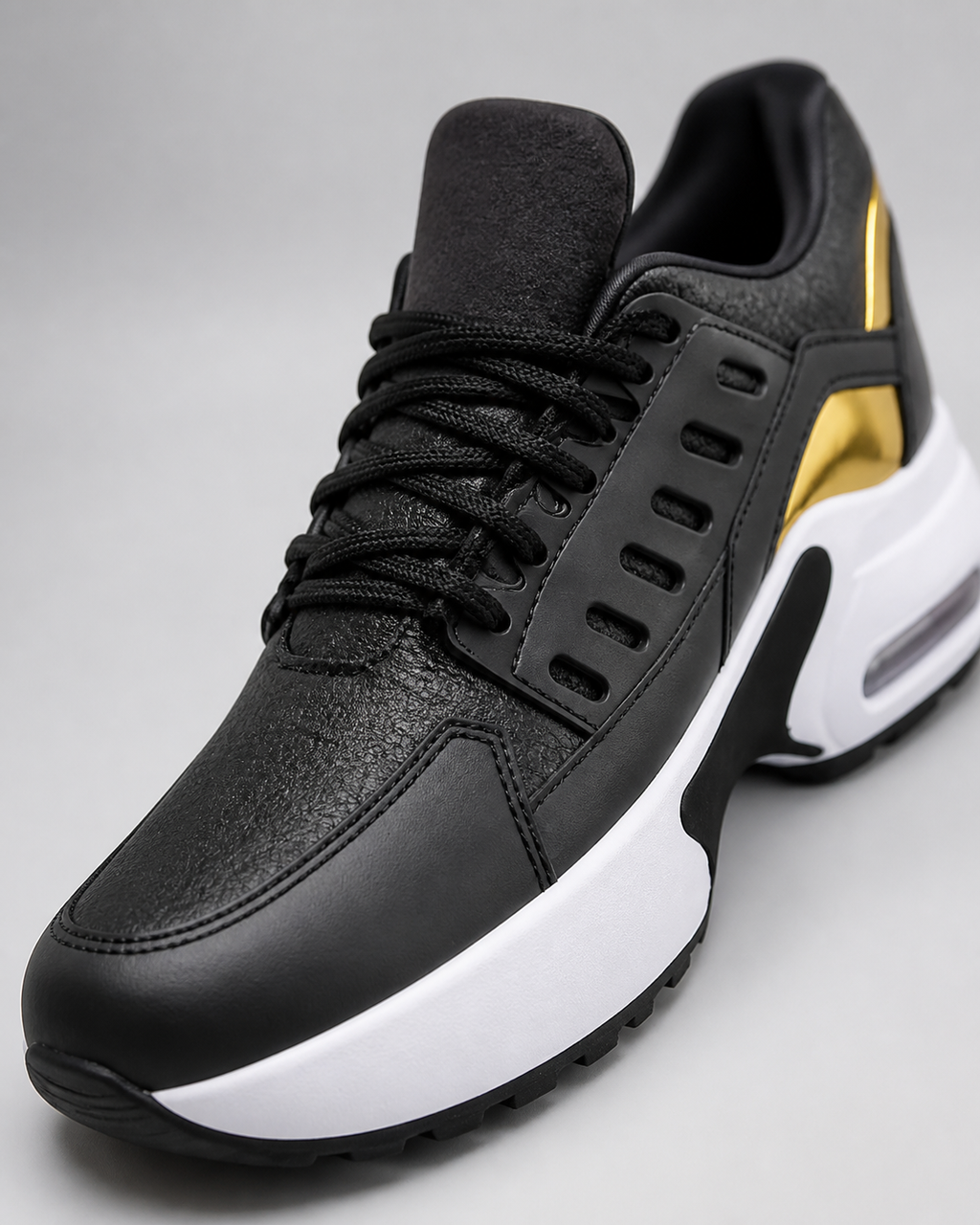 Thea Air-Cushion Platform Sneakers | Women's Running Trainers — Black — macro