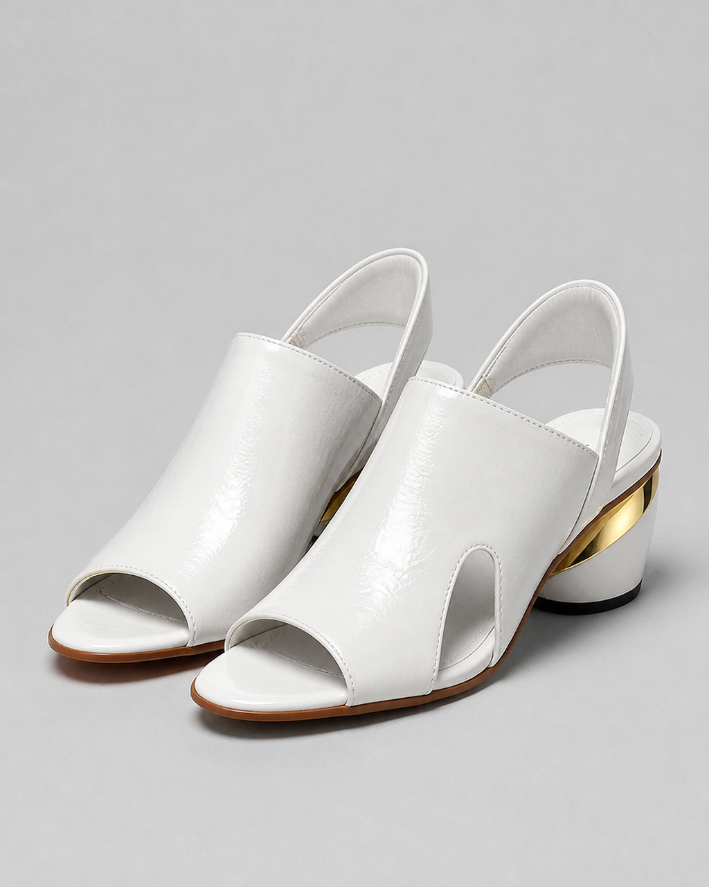 Arabilla Croc-Effect Slingback Sandals | Women's Low Heel Sandals — White — hero