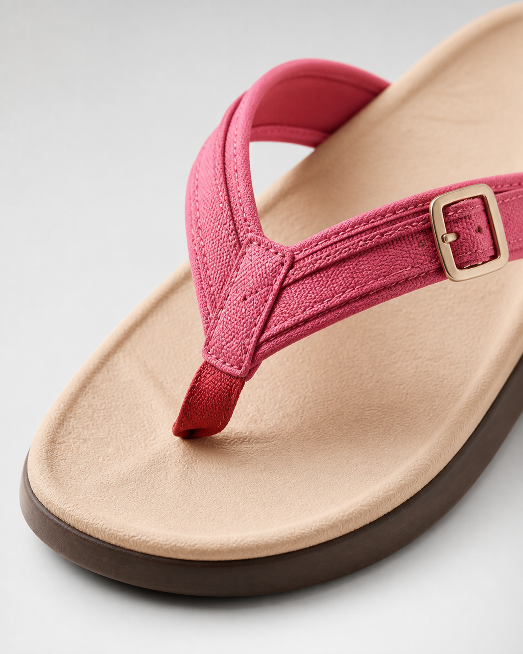 Daryl Cushioned Thong Sandals | Women's Comfort Summer Sandals — Red — macro