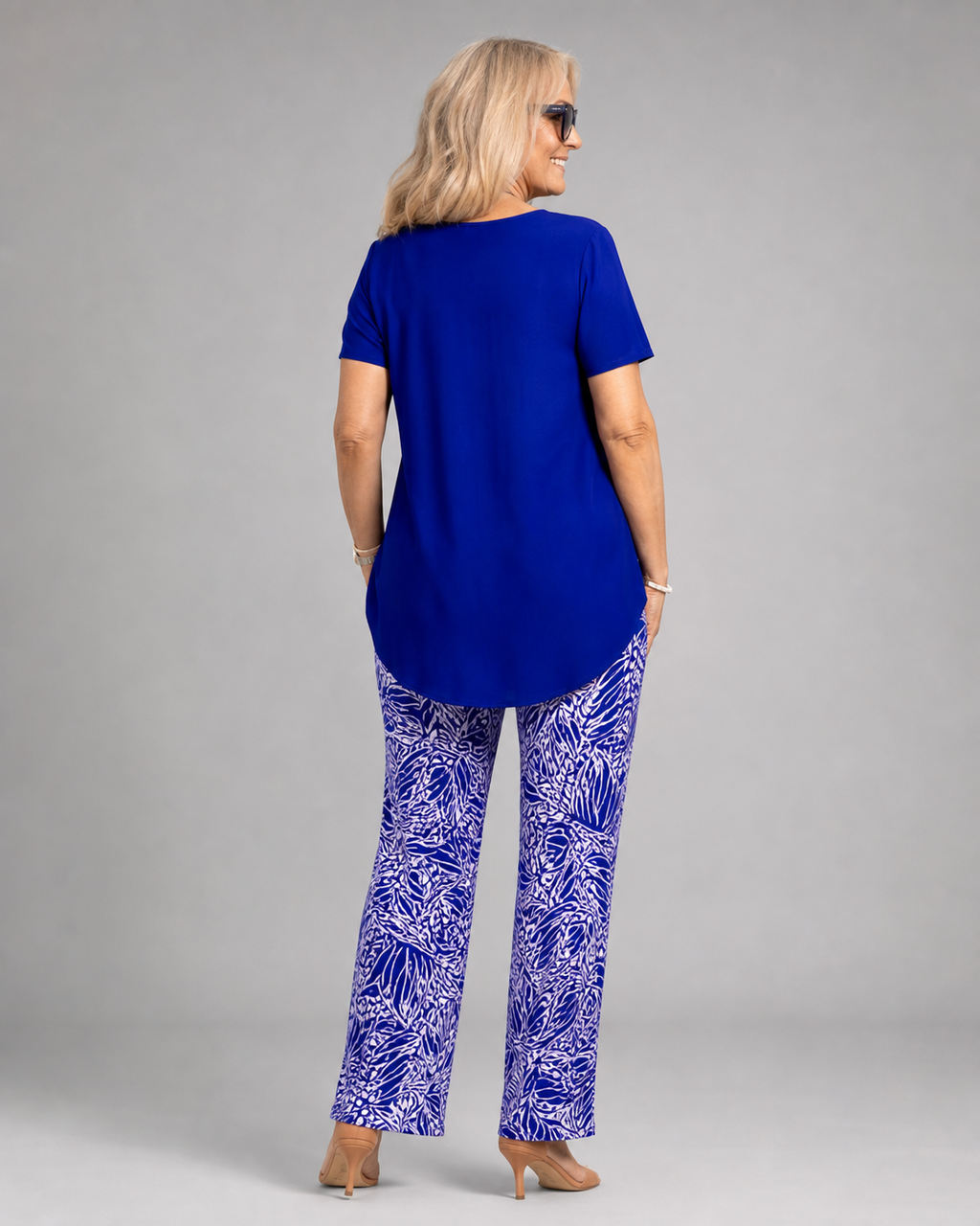Afton Top & Trouser Set | Women's Relaxed Two-Piece — Blue — back