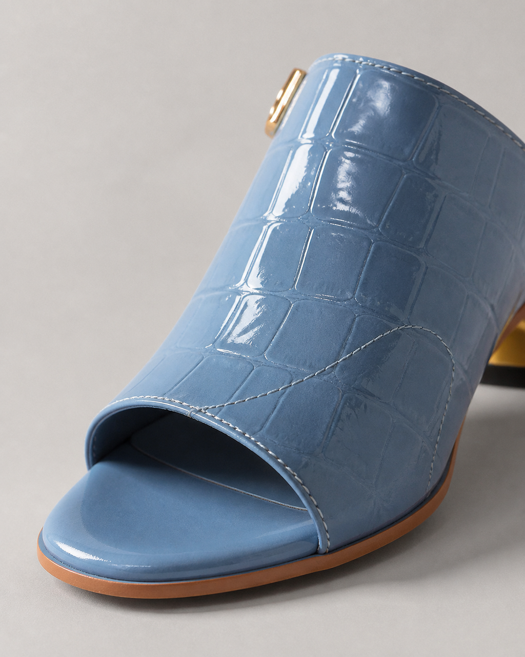 Arabilla Croc-Effect Slingback Sandals | Women's Low Heel Sandals — Blue — macro