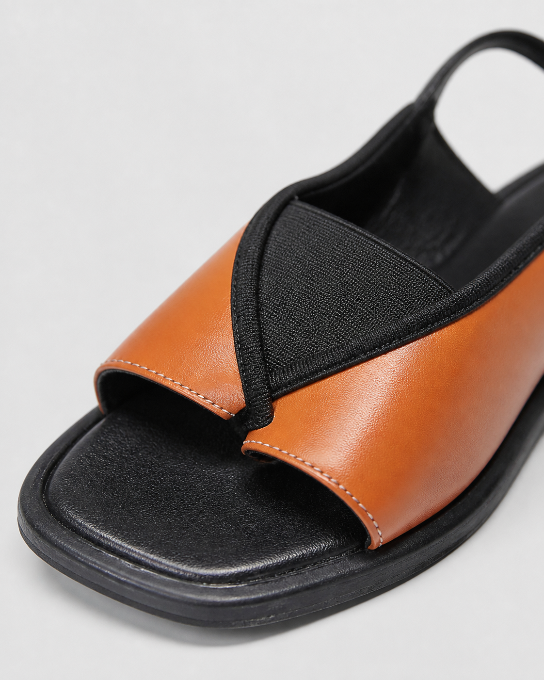 Zola Colourblock Slingback Sandals | Women's Square-Toe Flat Sandals — Orange — macro