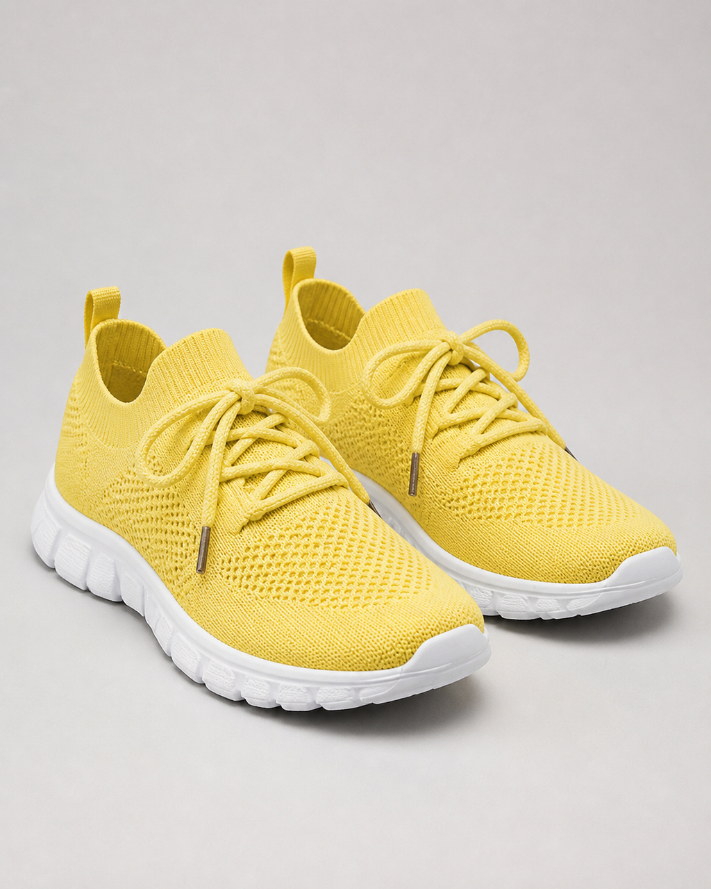 Nova Lightweight Knit Sneakers | Women's Lace-Up Trainers — Yellow — hero
