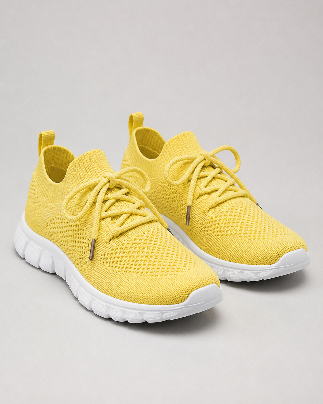 Nova Lightweight Knit Sneakers | Women's Lace-Up Trainers — Yellow — hero