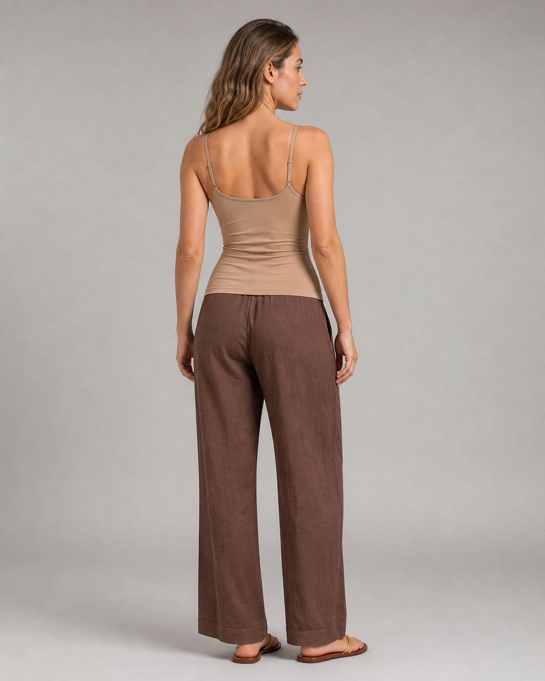 Rita Relaxed Tapered Pants | Women's Lightweight Summer Trousers — Brown — back